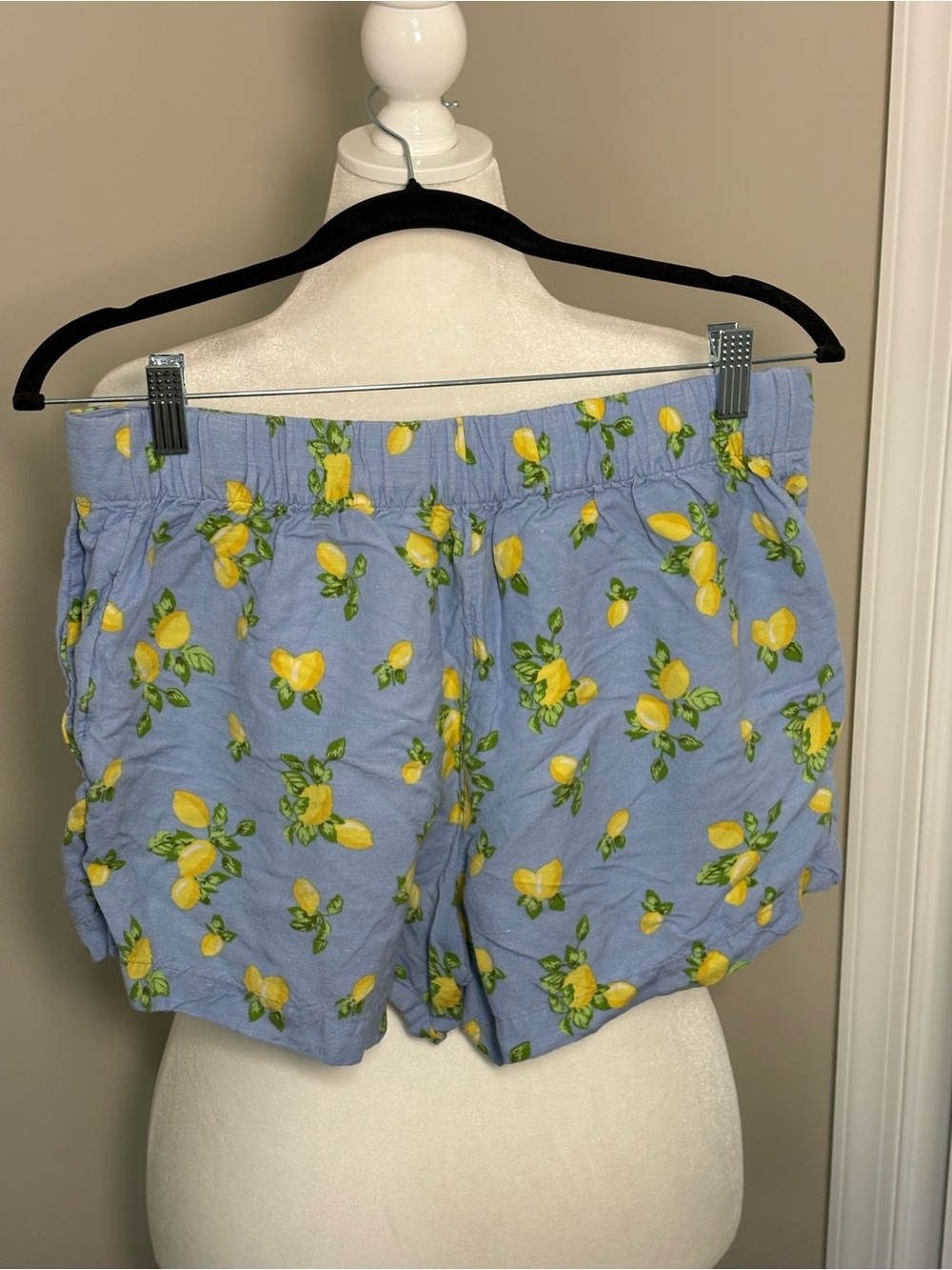 Women’s Light Blue Lemon Print  Shorts - Picture 3 of 4